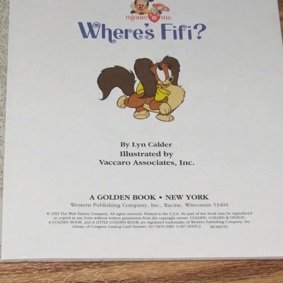 Minnie ‘n Me “WHERE’S FIFI?” A Little Golden book vintage 1992 Hardcover Kids - Picture 3 of 3